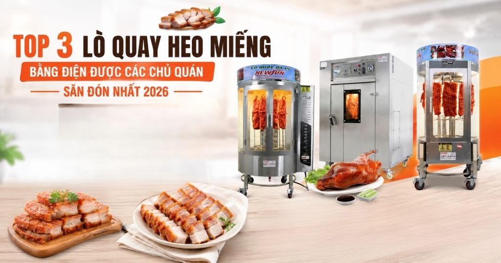 Top 3 lò quay heo miếng bằng điện tự động: Da giòn rụm, thịt mọng nước