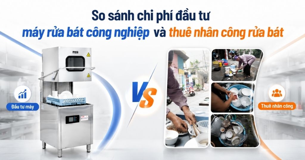 So sánh chi phí đầu tư máy rửa chén công nghiệp và thuê nhân công rửa bát