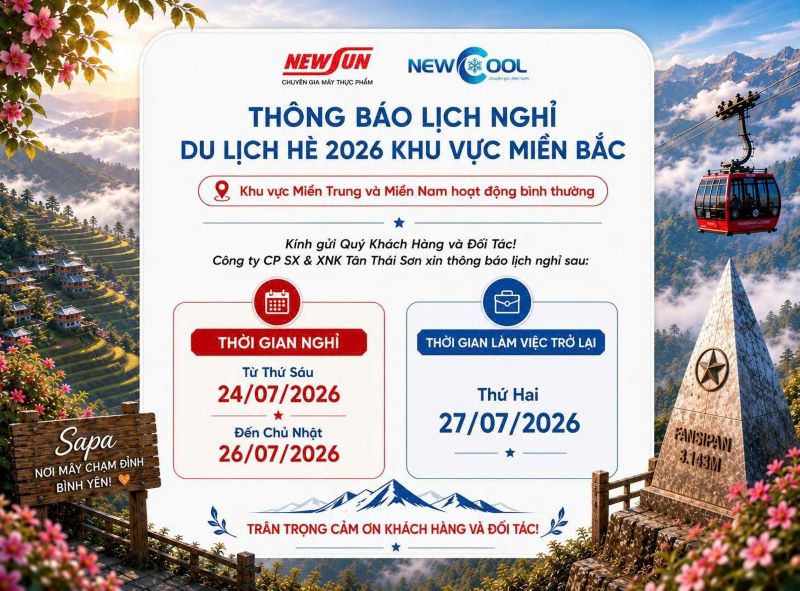 Điện Máy NEWSUN Thông Báo Nghỉ Du Lịch Hè Khu Vực Miền Bắc 2026